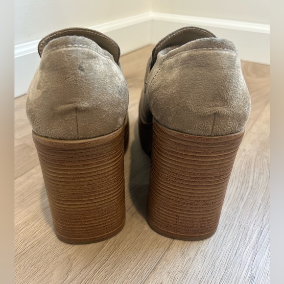 Vintage 90s Y2K Extra Chunky 1.5" Platform Suede Loafers Sz 8 - Picture 5 of 12